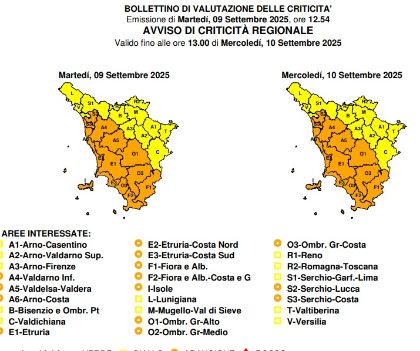 ALLERTA METEO CODICE ARANCIO del 09 e 10 settembre 2025 ALLERTA METEO CODICE ARANCIO del 09 e 10 settembre 2025