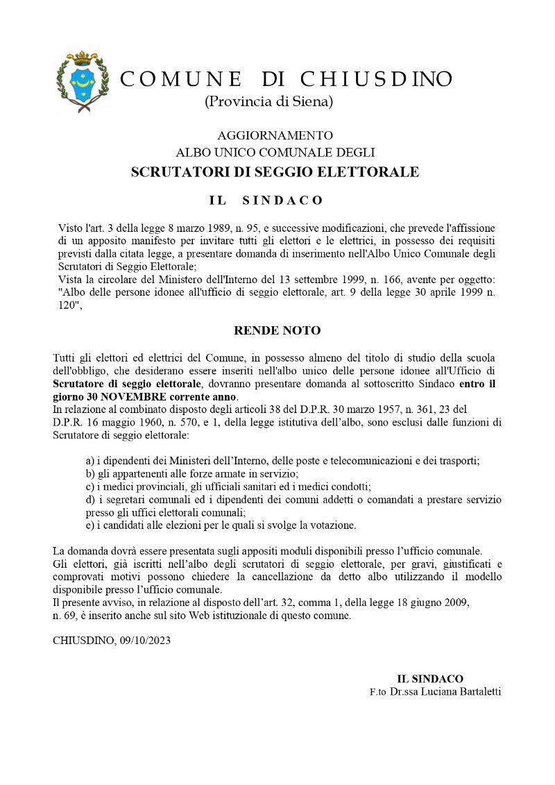 Scrutatori avviso